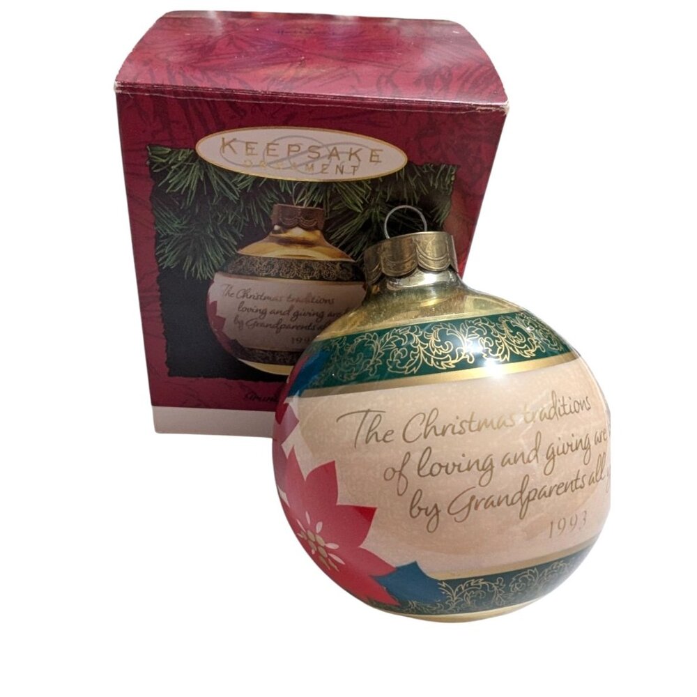 Hallmark Keepsake Grandparents Glass Ball Christmas Ornament 1993